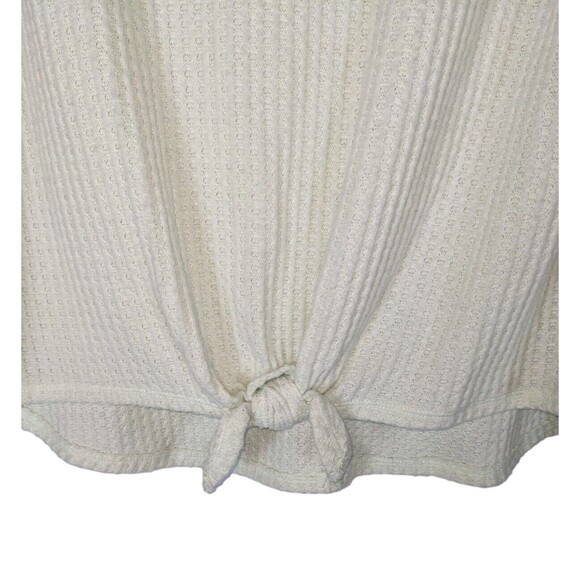 So Shirt 18/20 Junior's Green Knot Tie Hem Long Sleeve Waffle Knit - Picture 2 of 5